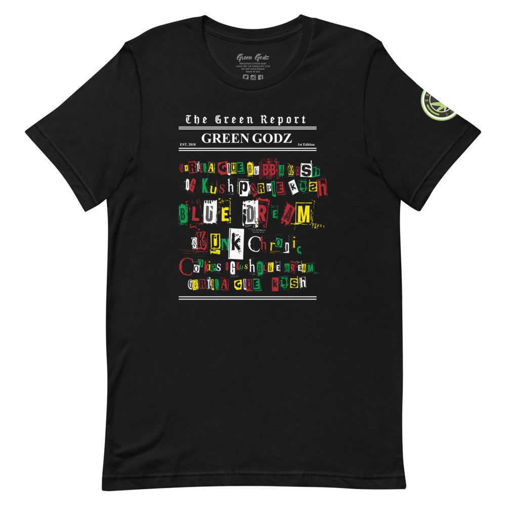 Men's Green Report Black Tshirt